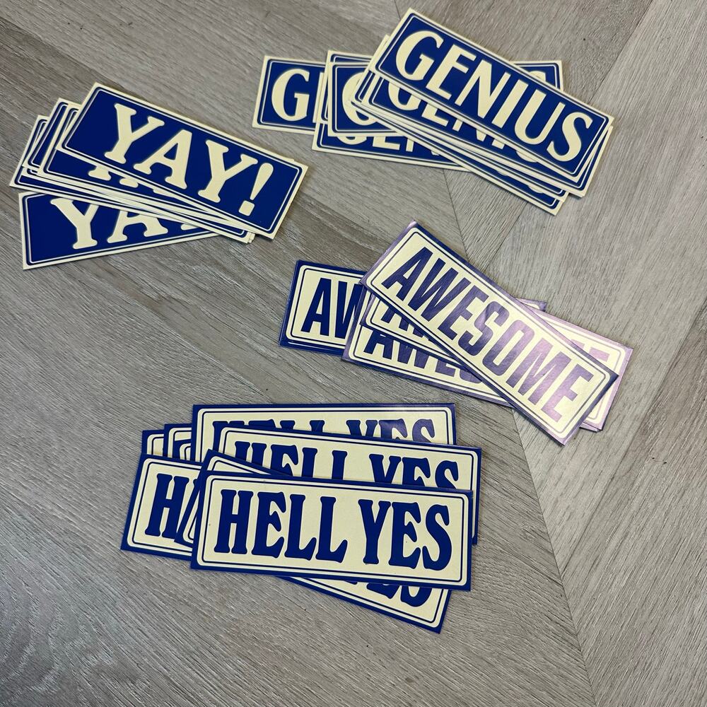 Peppy Knock Knock Statement Stickers Decals Yay Awesome Genius Hell Yes